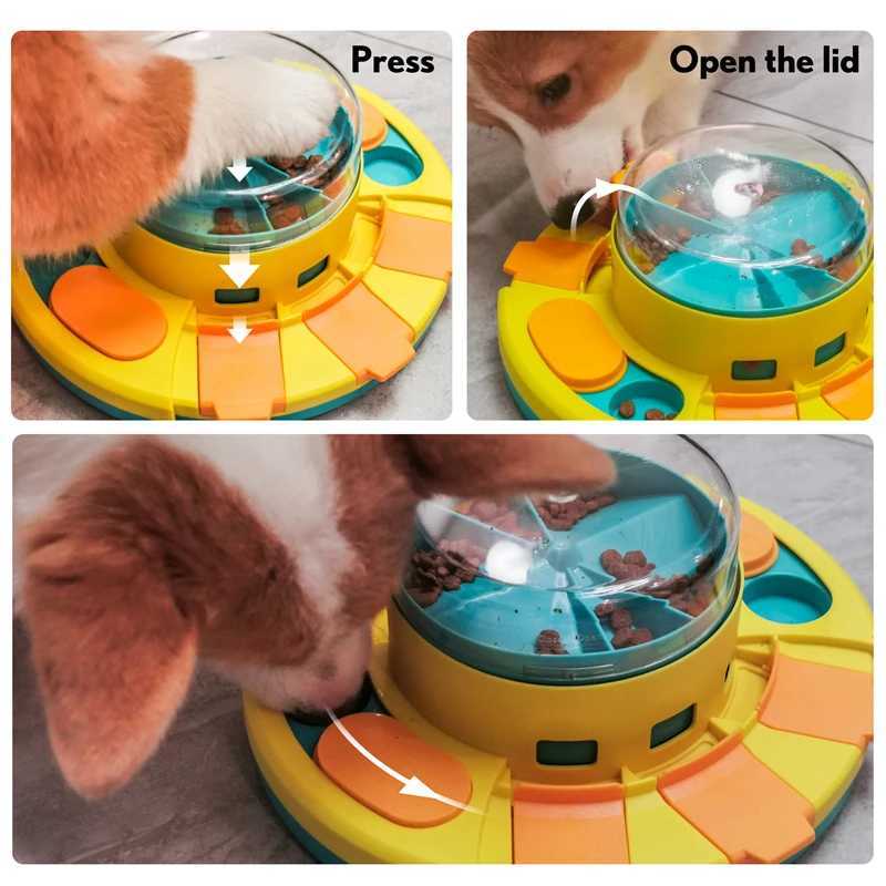Dog Puzzle Toy Press Slow Feeder Interactive Rich Pet Toy Puppy IQ Training Treatment Dispenser Food Leakage Bowl X241213