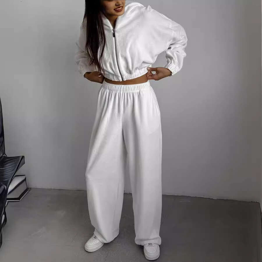 Spring And Autumn Foreign Trade New Women's Loose Hooded Stand Up Hoodie Two Piece Set Trendy Clothing Fashion Casual Temperament
