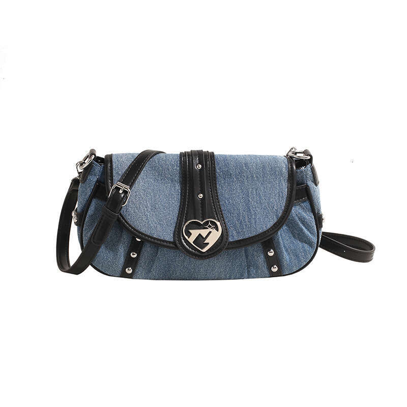 Casual spicy girl style handbag for women cool denim shoulder crossbody bag, internet famous dumpg bag 2024 temperament versatile new trendy clothing 