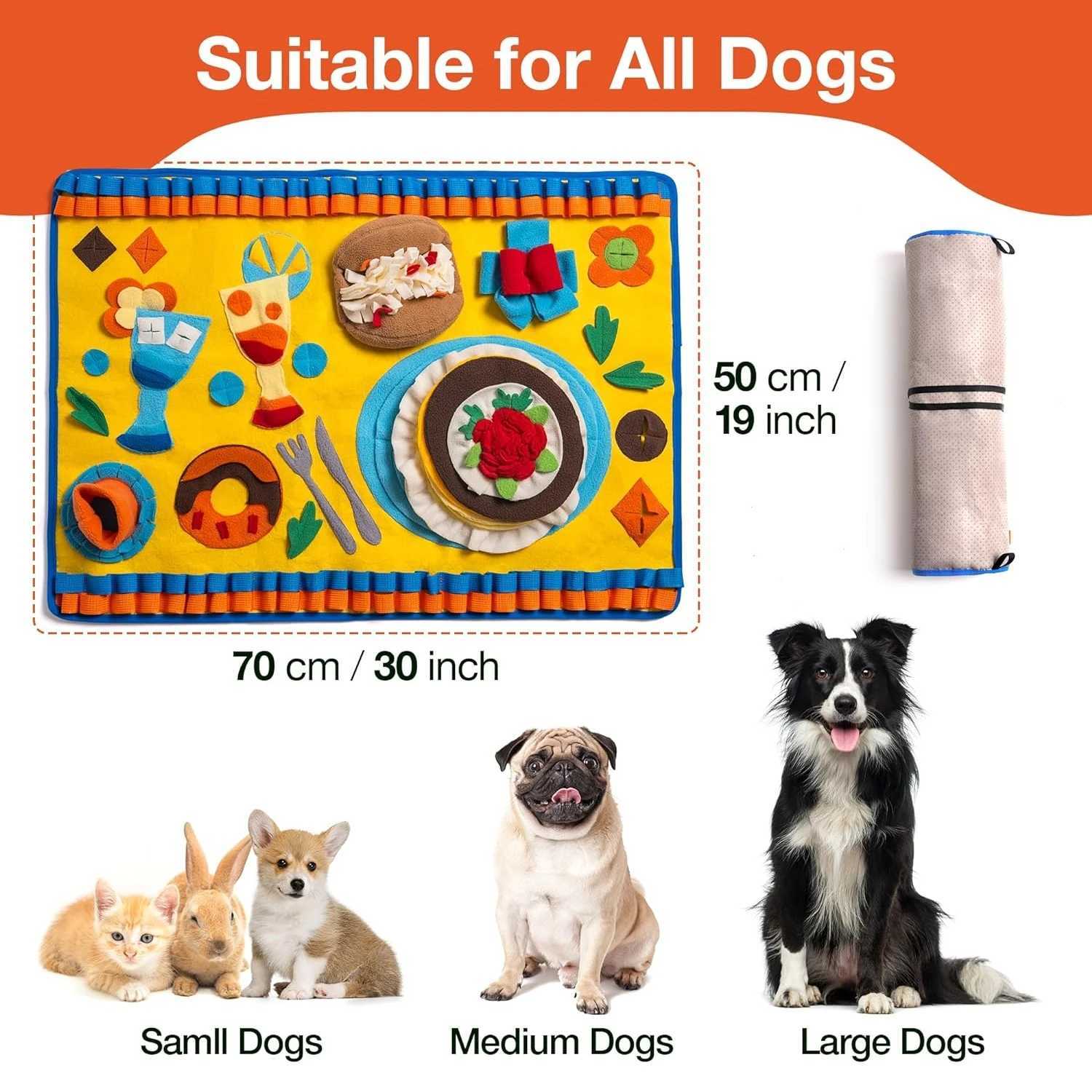 Mewoofun large pet dog snuff pad cat and dog training blanket pet slow feeding training slow food snuff pad 70x50cm X241213