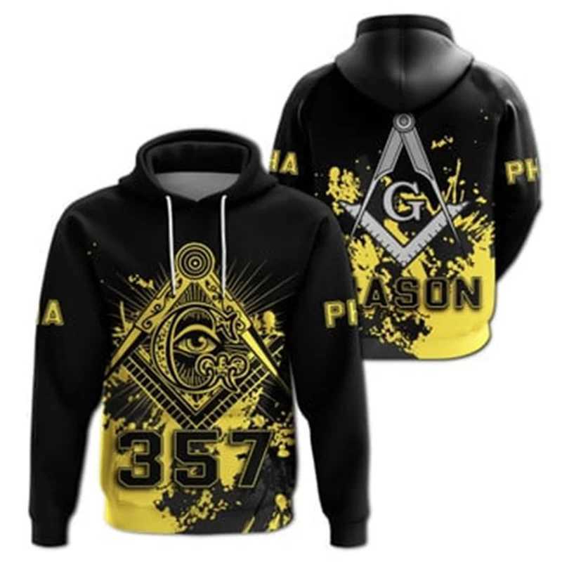 Freemason 3D printed mens hoodies fashionable punk Freemason graphic sportswear casual streetwear womens Y2K zippers W241213