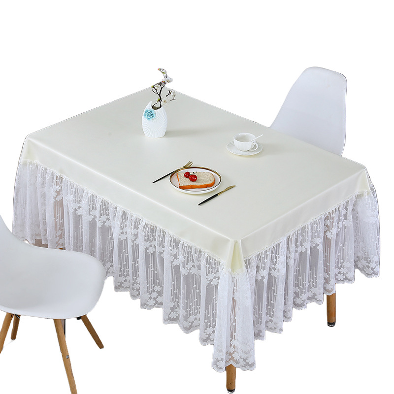 Waterproof Tpu Laminated Table Skirt, Household Wash Free Solid Color Coffee Table Cover Tablecloth LN967