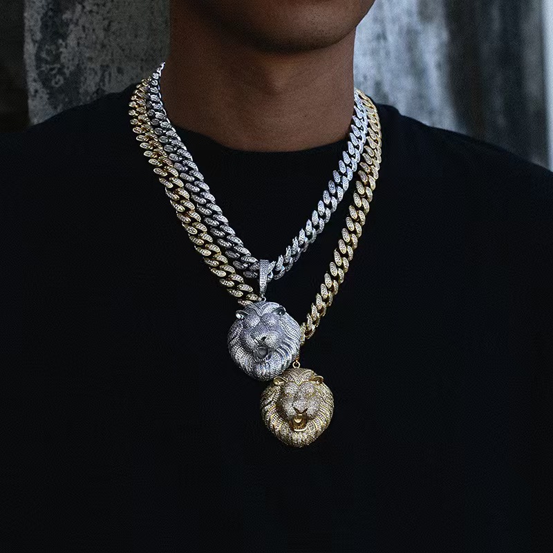mens jewelry hip hop Iced out pendant designer necklace bg dia cuban k chain big pendants lion animal rapper accessories