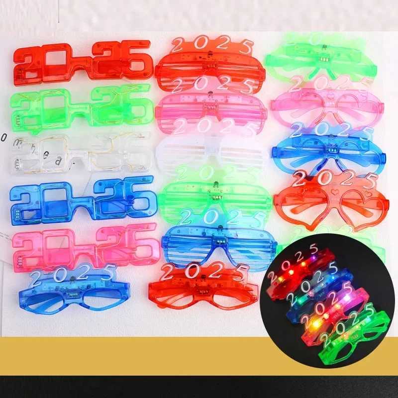 Sunglasses 12pcs Flashing Neon Party Sunglasses with LED Light Up Glow 2025 Glasses for Kids Adults H241213