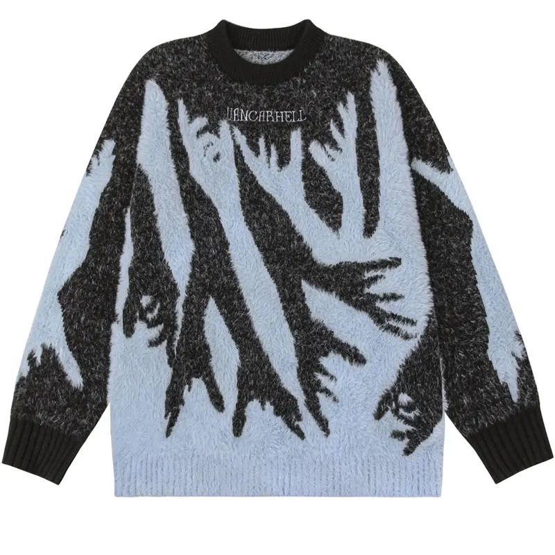 Vintage Sweaters Y2K Knitted Arm Hands Cozy Jumpers Streetwear Men Harajuku Hip Hop Casual Punk Gothic Baggy Pullover Sweater 241213