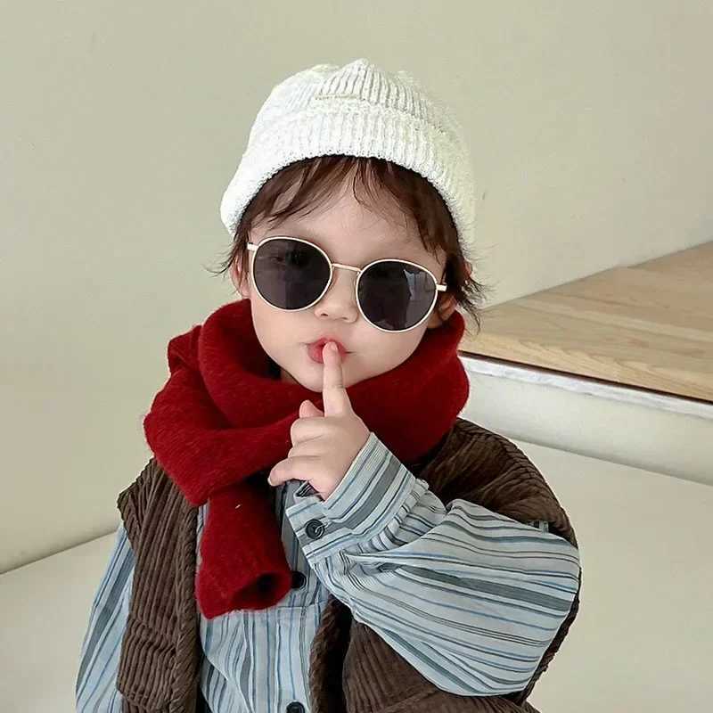 Scarves Wraps Autumn Winter Wool Baby Scarf for Kids Boy Girl Korean Fashion Solid Color Scraf Cashmere 15*130cm Scarf for 3-12 Year Children H241213
