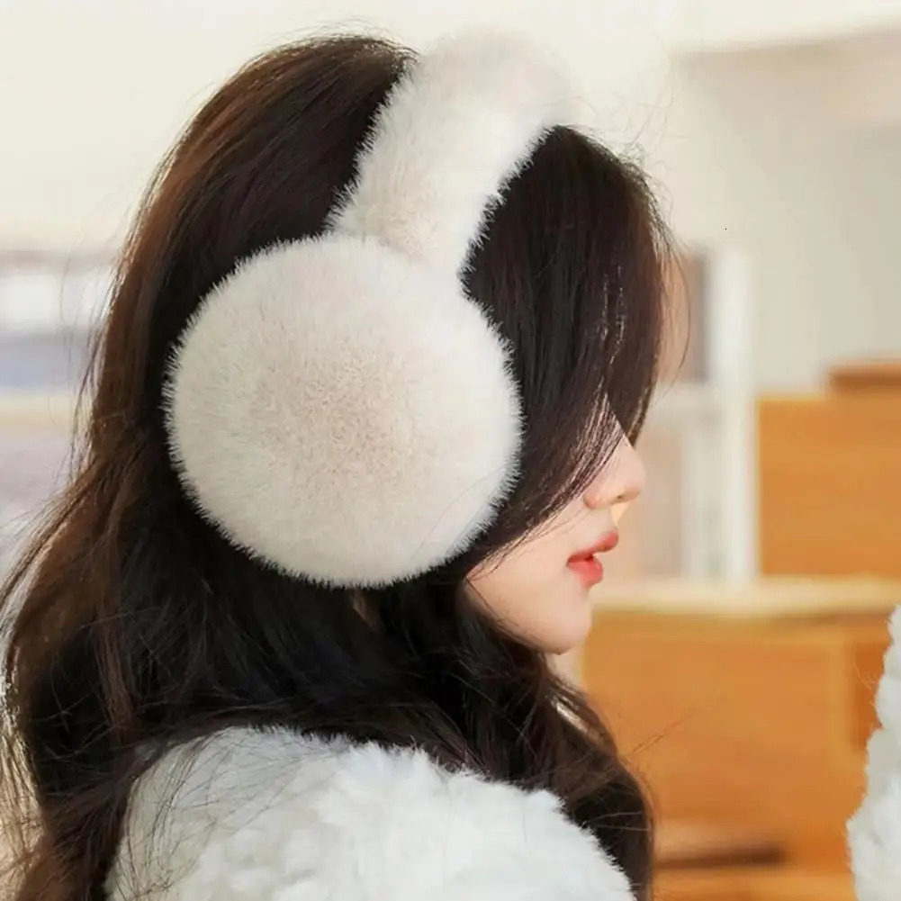 Cute unisex winter ear cushions with fluffy headband and elastic anti slip soft plush fur for women 241211