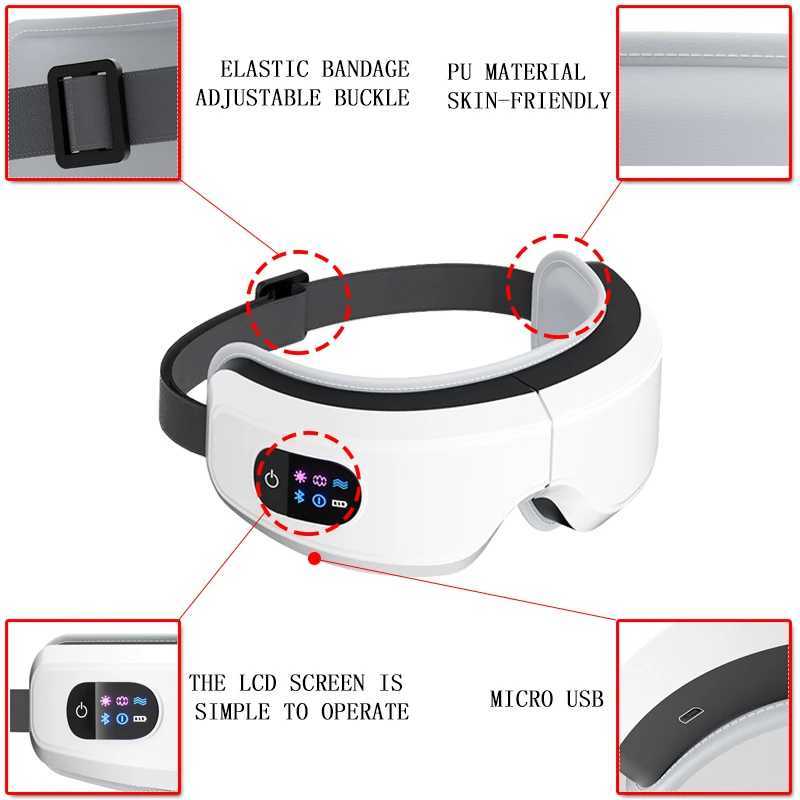Eye Massager With Heat Smart Airbag Vibration Eye Care Bluetooth Music Eye Massage Relax Fatigue Foldable Portable W241213