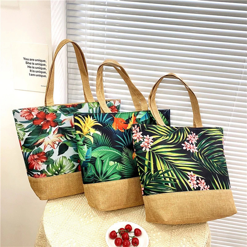 Women Handbag Floral Printed Beach Shopping Large Capacity Tote Bag Fashion Casua High Travel Ladies Shoulder 241203