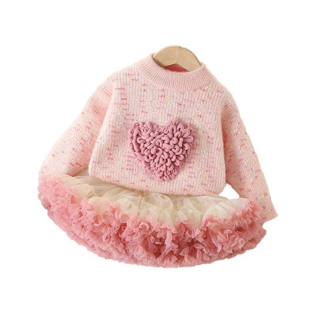 Girls dress set autumn and winter childrens knitted sweater Tutu Skirts 2-piece baby Christmas costume party set W241213