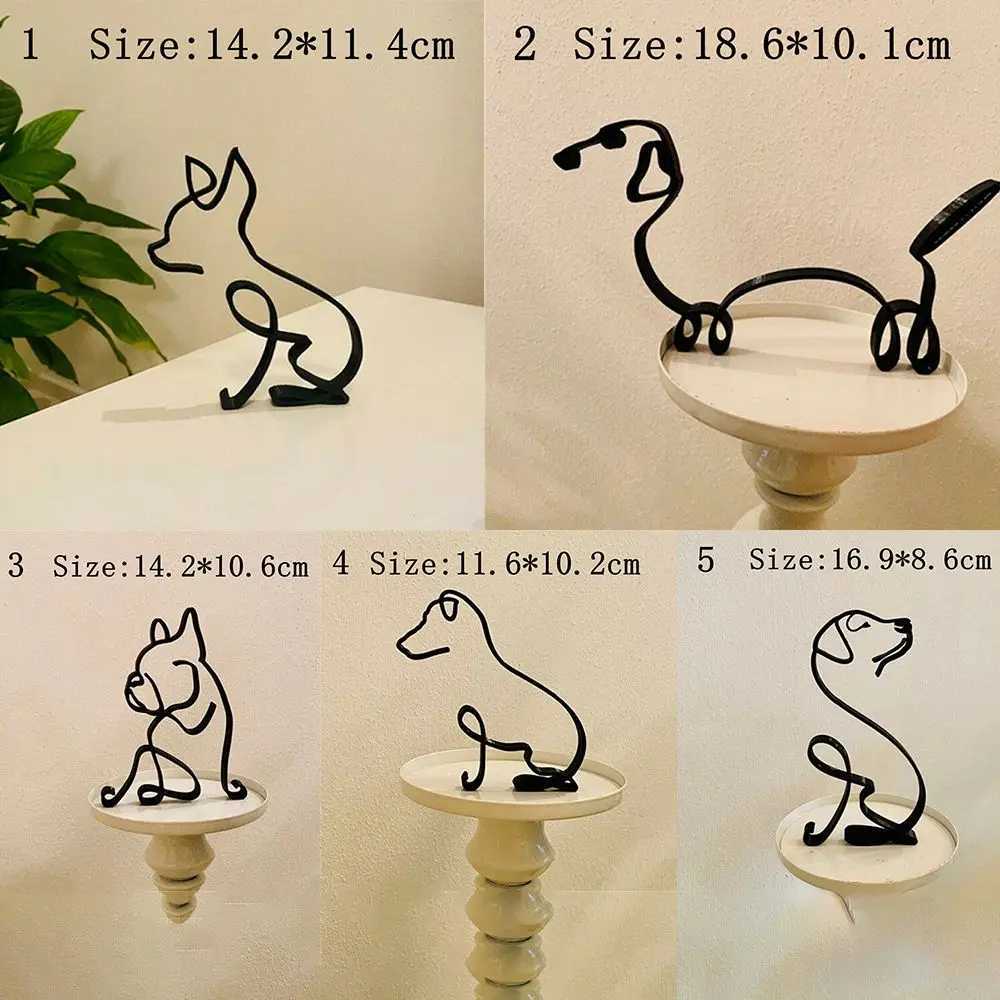 Handicraft Bldog Dachshund Labrador Wrought Iron Modern Sculpture Simple Statue Art Figurine Abstract Dog Ornament Y241212