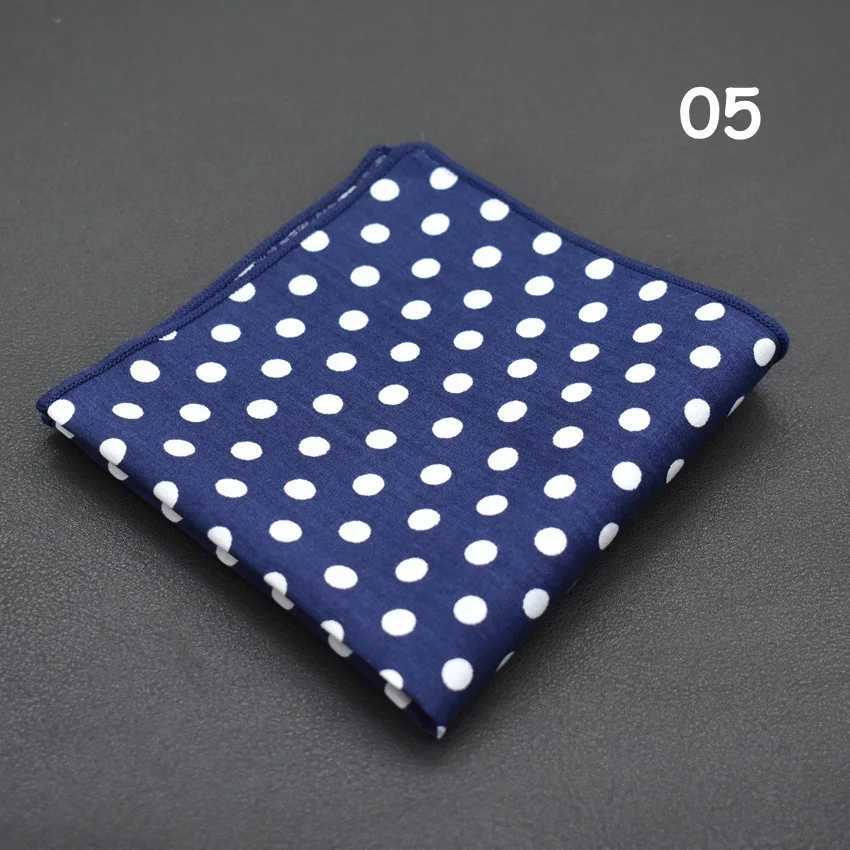 Mens polka dot pocket square cotton white navy blue steering formal dress wedding party set scarf bridal room chest towel Hanji W241213