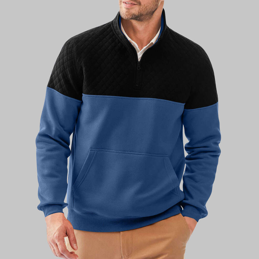 Color Blocked Half Zipper Pullover Outdoor Casual Hoodie 6788 Fashionable Quality Classic