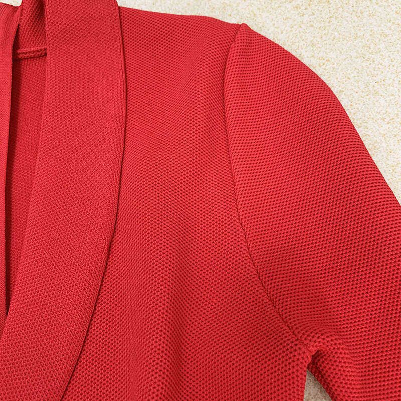 Skirt Set HIGH QUALITY Newest Fall Winter Designer Women's Long Sleeve Notched Collar Knit Dress