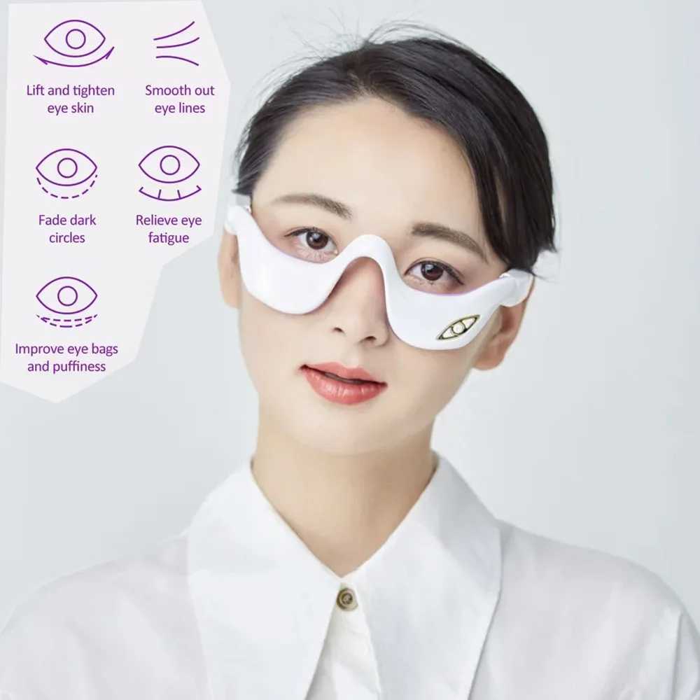EMS Micro Current Eye Vibration Massager Eyewear Heating Therapy Eye Beauty Device Relieves Eye Fatigue Fades Anti Dark Circle W241213