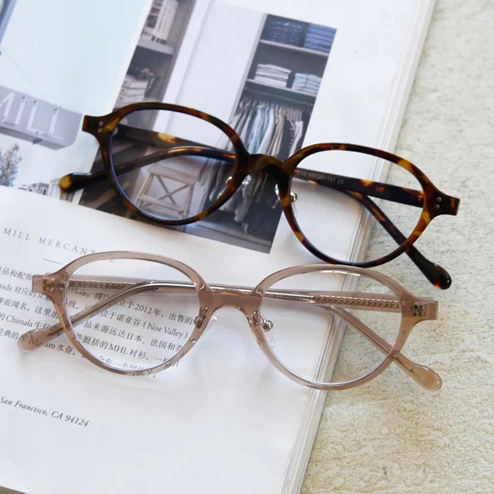 Kachawoo female oval glasses TR90 frame acetate leopard brown grey male small fashion decoration unisex clear lens 241213
