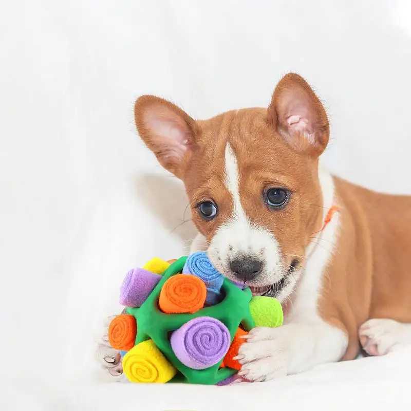 Fur dog snuff toy olfactory ball unbreakable olfactory interactive treatment ball dog treatment dispenser toy interactive dog puzzle toy X241213