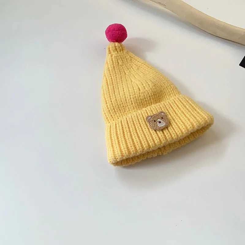 MILANCEL Winter Baby Hat Infant Bear Head Knitted Baby Cute Elastic Woolen Yarn CapXJ241213