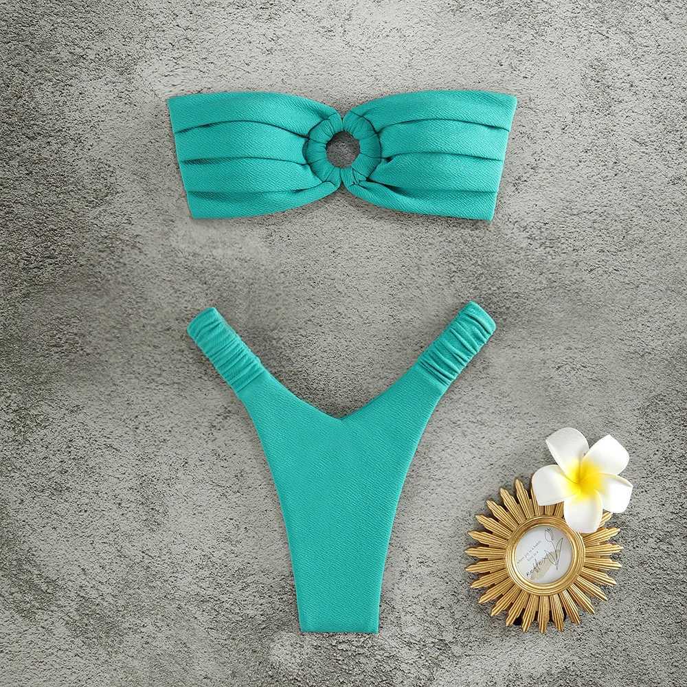 Micro Bikini Push Up Women Swimsuits 2024 Sexy Fa Swimwear Brazilian Bikini Set Thong Biquini Swim Suits Solid BeachwearXJ241212