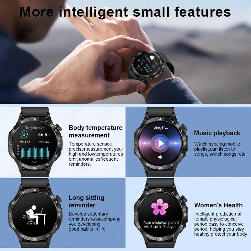 LIGE New ECG+PPG Medical Smart Watch Men 466*466 AMOLED Screen Watches SOS BT Call Waterproof Smartwatch Women For T241213
