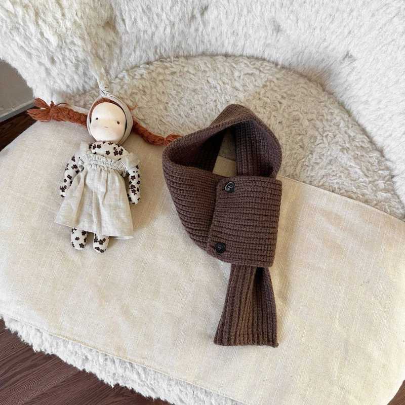Scarves Wraps Winter Warm Baby Scarf Korean Button Cross Baby Boys Girls Neck Covers Soft Outdoor Windproof Kids Neckerchief H241213