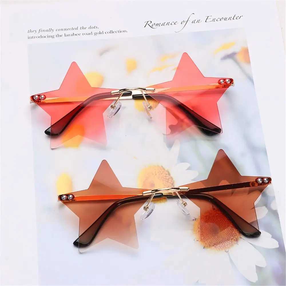 Sunglasses Rimless Sunglasses for Women Men Star Shape Sun Glasses Pentagram Eyewear Funny Party Glasses Christmas Decoration Eyeglasses H241213