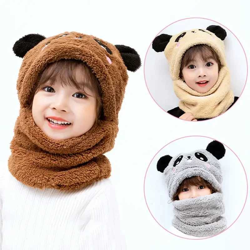 Children Hats Plus Fleece Caps for Kids Winter Warm Hat for Girls Boys Scarf Thicken Cap Newborn Photography Baby StuffXJ241213