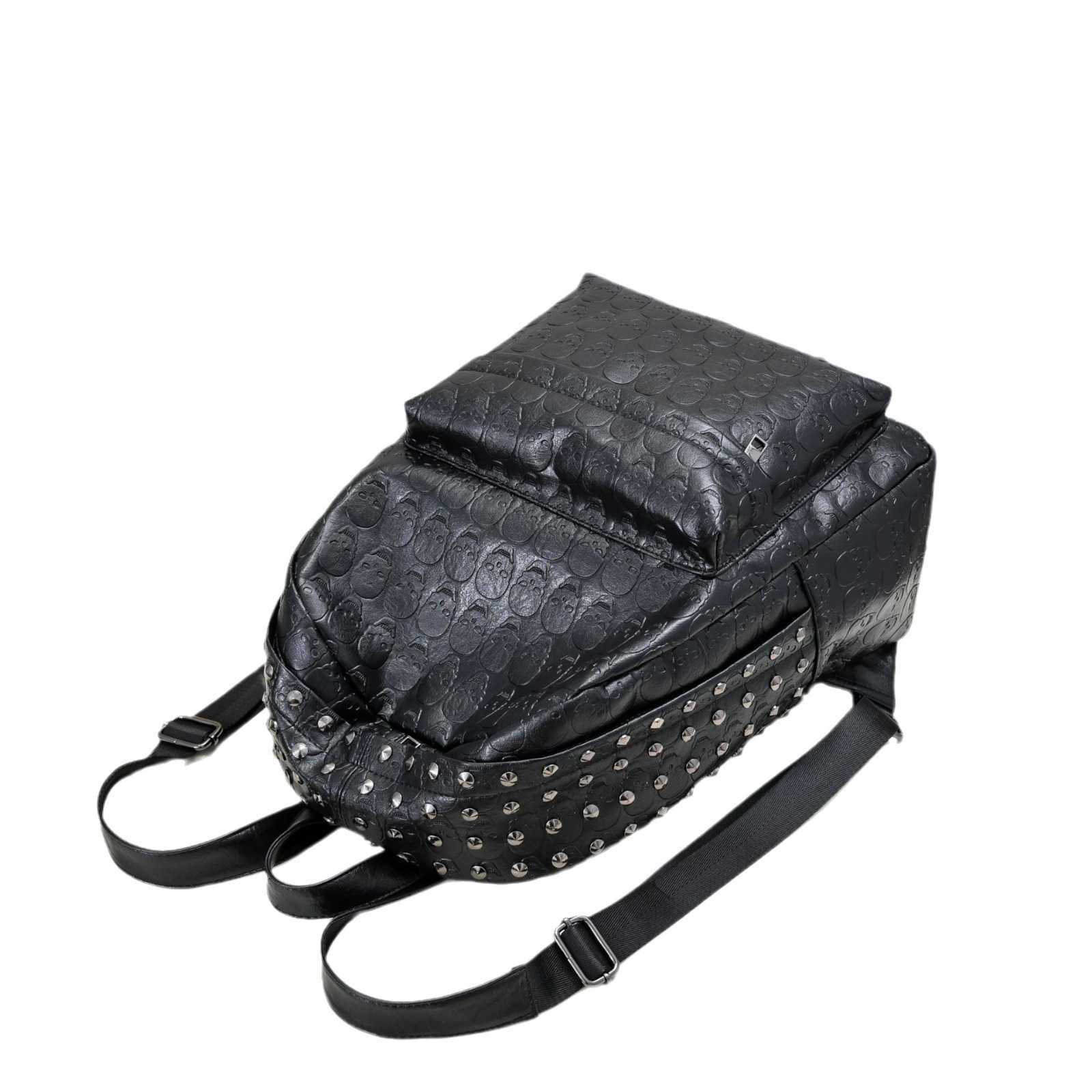 Fashion Trend Backpack Riveted Edition British Style PU Leather Campus High School Student Leather Bag Backpack 241215