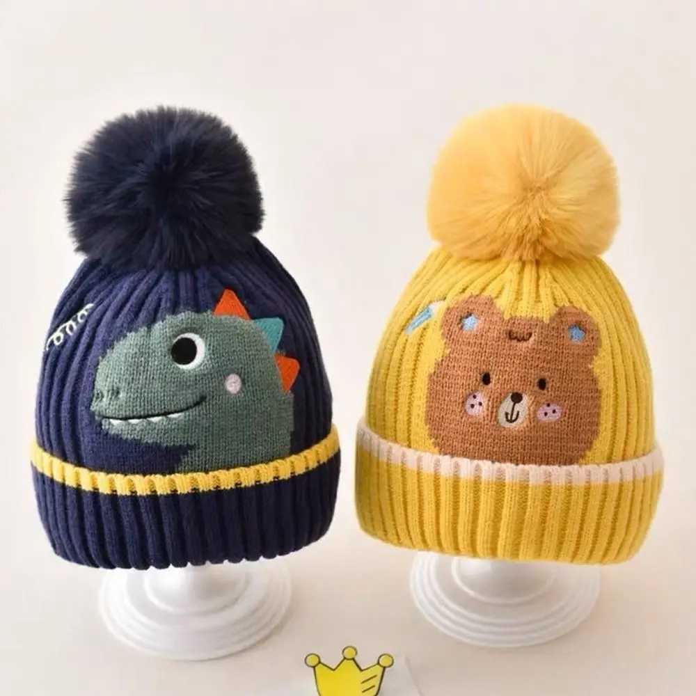 Winter Warm Baby Hat Cute Dinosaur Bear Rabbit Kids Cap Toddler Woolen Knitted Hats Children BeaniesXJ241213