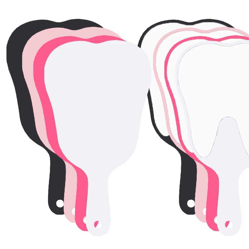 1 Pc Tooth Shaped Handheld Mirror Makeup Pink/Black 13.5x24.5cm Cute Dental Mouth Examination Accessories Dentist ToolsXJ241213