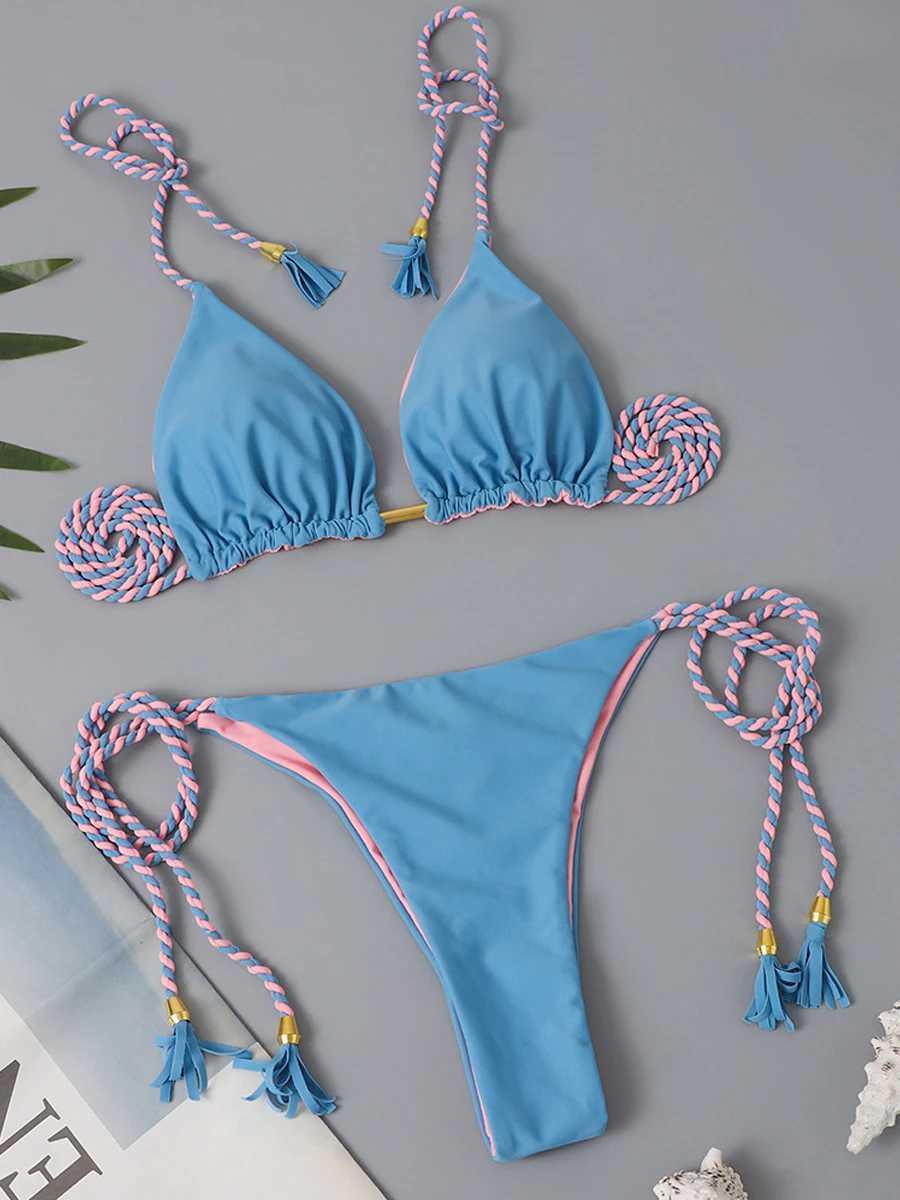 2023 Triang String Bikini Women Sexy Brazilian Swimsuit Tie Side Thong Swimwear Fa Bathing Swimming Suit Summer BeachwearXJ241212