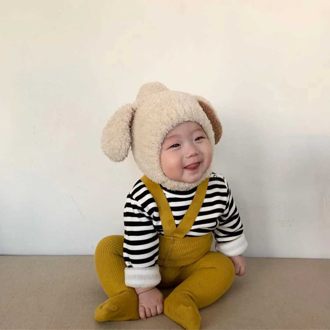Cute Baby Hat Autumn Winter Rabbit Ears Soft Plush Warm Ear Cap Kids Boys Girls Beanies Solid Color Earflap Hat BonnetXJ241213
