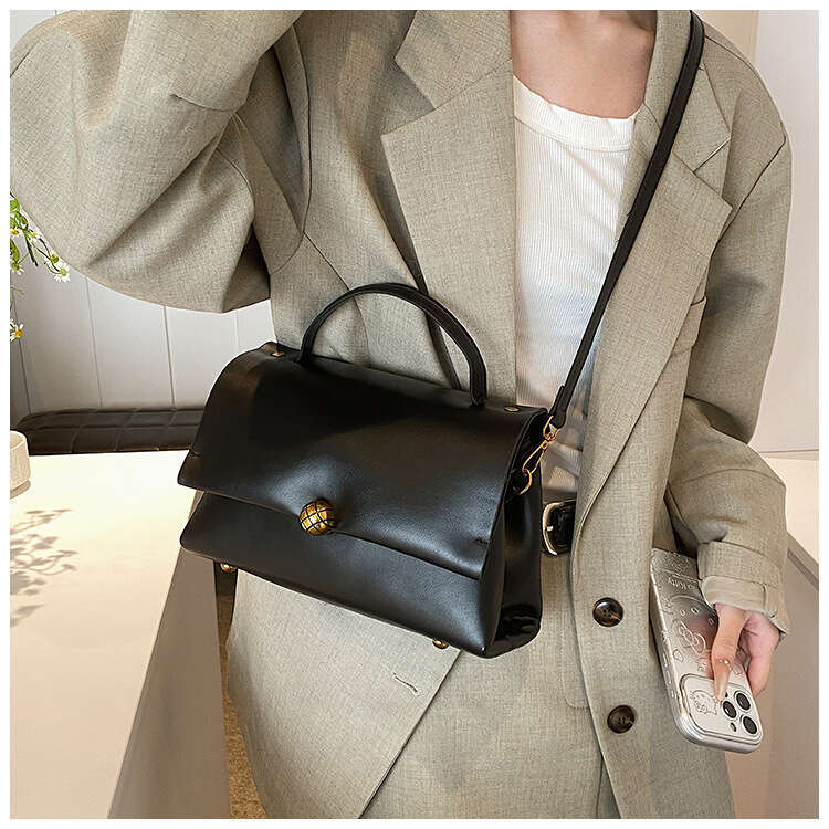Retro Women's New Hand-Held Small Square Cross-Border Popular Double Mouth Explosive Style, High-End Texture, Single Shoulder Crossbody Bag, Fash