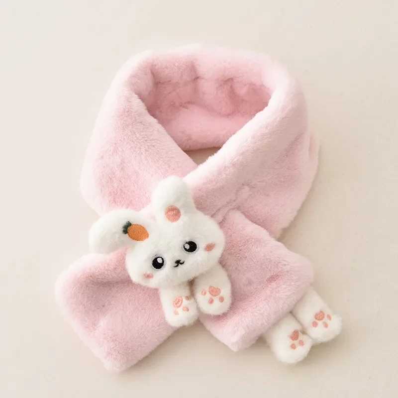 Scarves Wraps Winter Warm Plush Baby Scarf Cute Caroon Bears Boy Girl Newborn Toddler Faux Fur Children Cross Neckerchief Shawls H2412138QKF