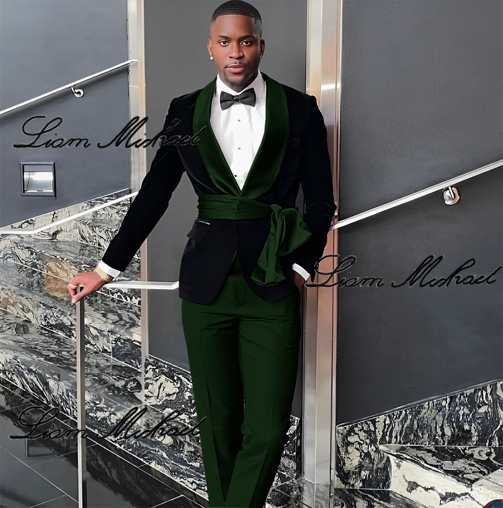 Black Veet Jacket 3 Piece Suit Wedding Groom Tuxedo 2024 Fashion Customized Men's Clothes Elegant