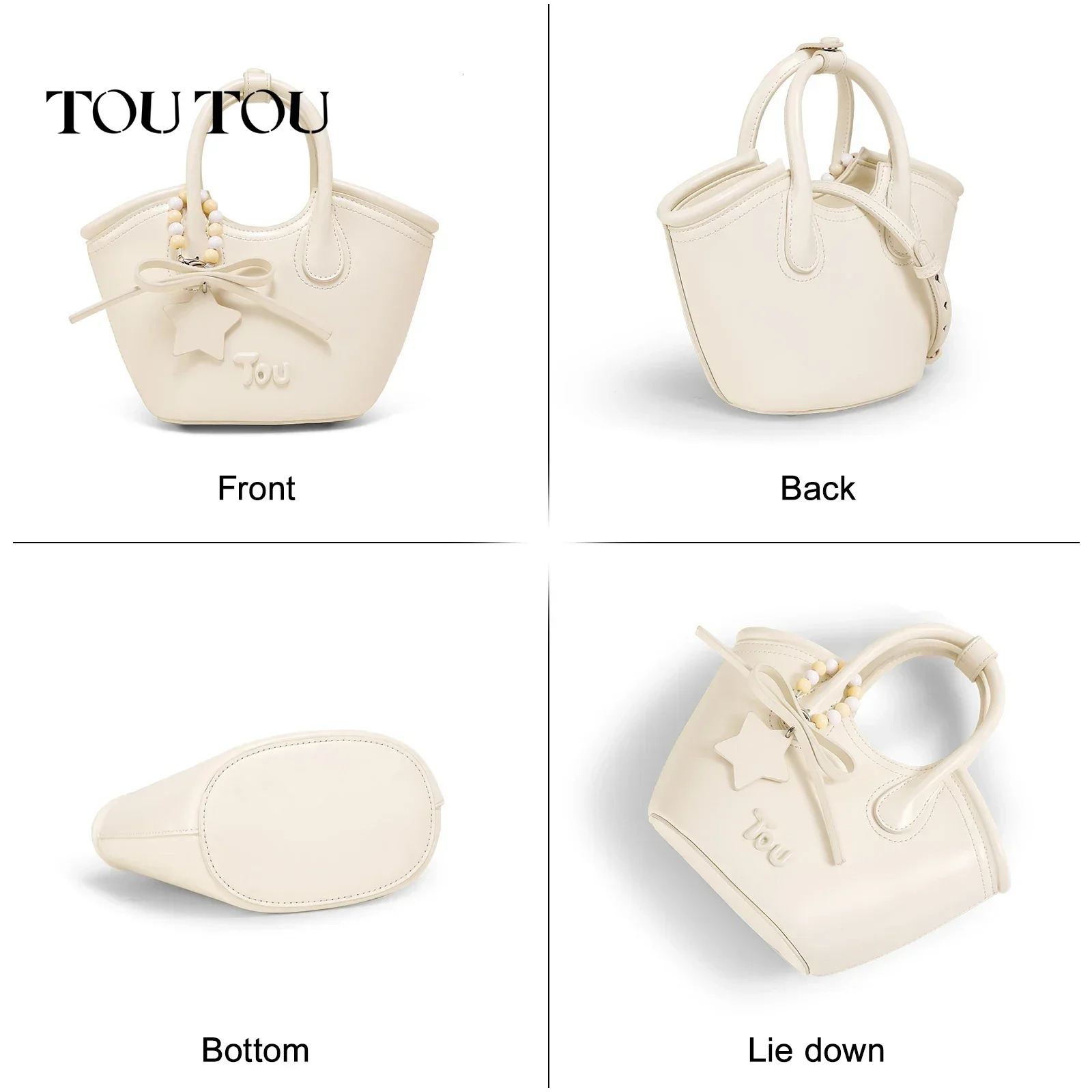TOUTOU Women Vegetable Baskets Bag Adjustable Shoulder Strap Pu Leather Designer Handbag Star Pendent Christmas Gift