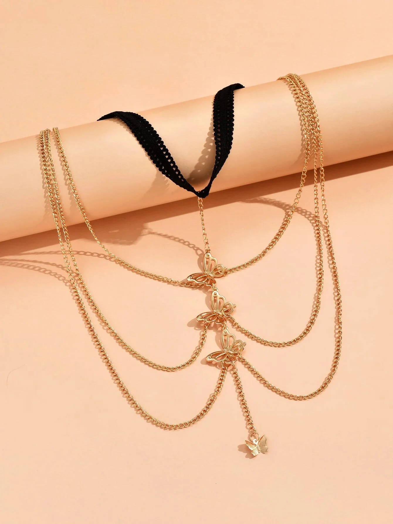 1pc sexy butterfly womens thigh chain elastic multilayer long leg fashion body accessories 241213