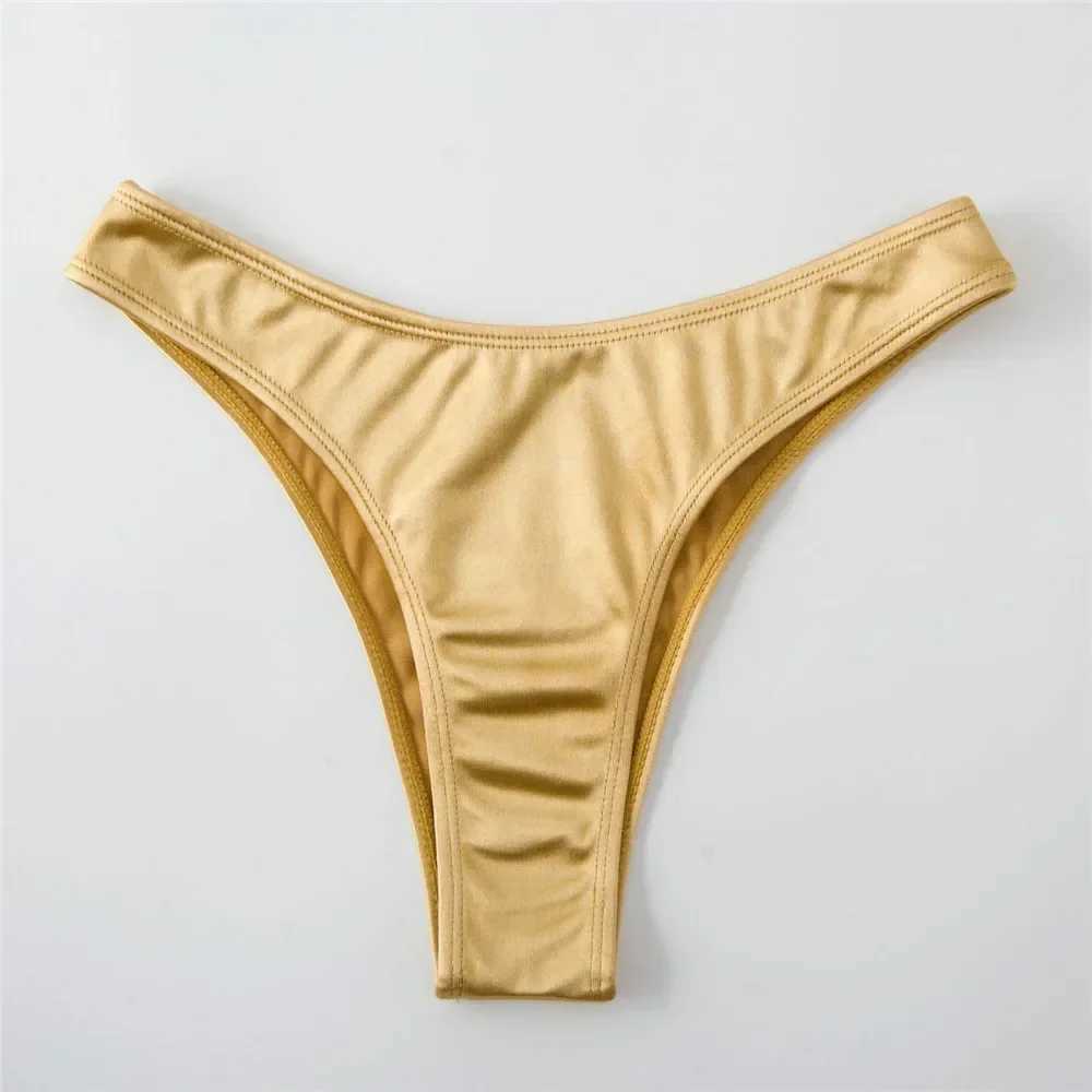 Sexy U Shaped Bandeau Bikinis Set Mujer Strapss Swimwear Women Gold Swimsuit Bathing Suit Biquinis Brazilian Bikini Swim 2024XJ241212