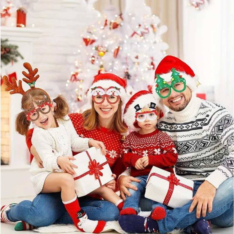 Sunglasses 2025 New Year Christmas Decoration Glasses Deer Ear Hat Childrens Party Photos Props Supplies H241213