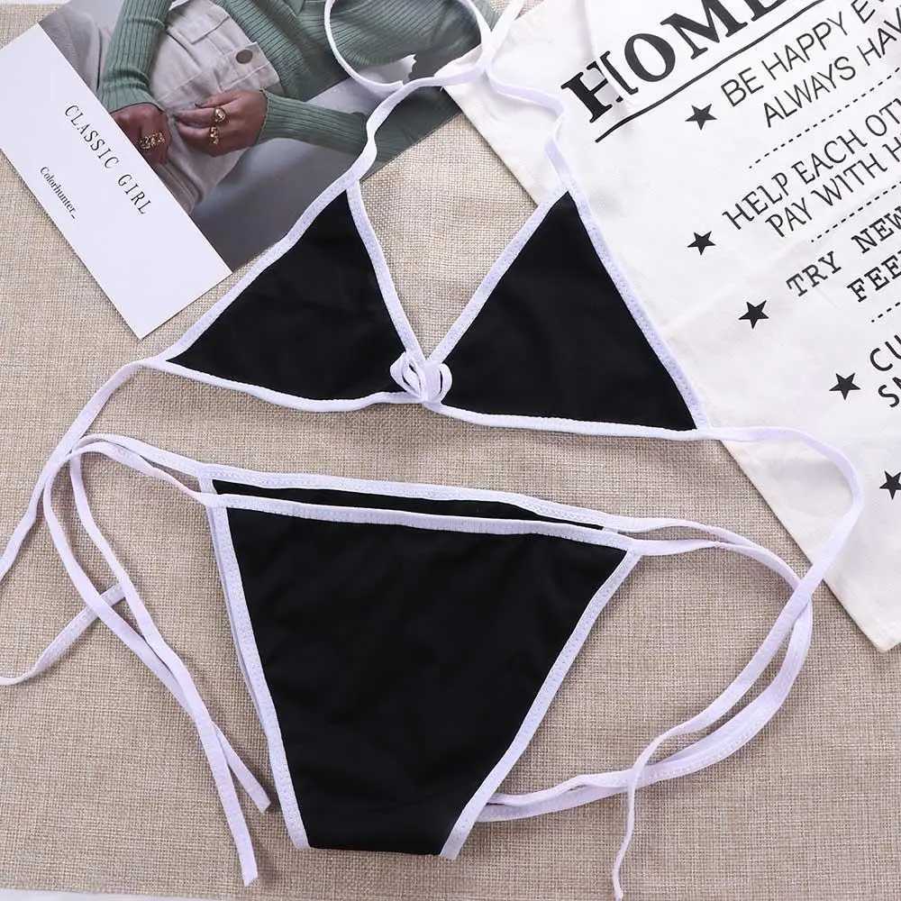 Contrast Binding Triang Bikini Swimsuit Women Two Piece Swimwear 2023 Bikini Set Summer BeachwearXJ241212