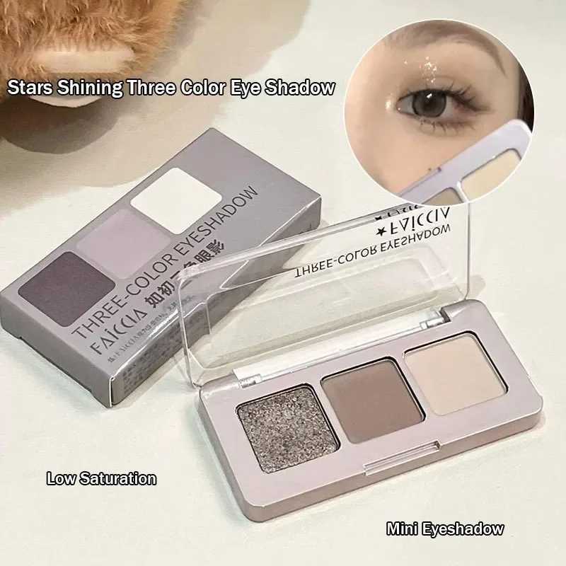 Mini Cement eye shadow Palette Sparkling Sequins Pearl Matte Silk Bright Nose Shadow Contour 3 Color Sparkling eye shadow Paint W241213
