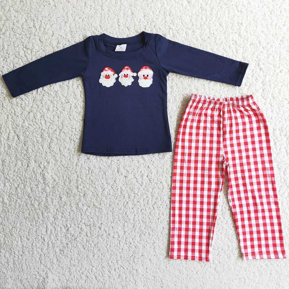 Wholesale baby girl clothing sets Christmas fashion childrens designer clothing Santa Claus embroidery boutique childrens girl clothing W241213