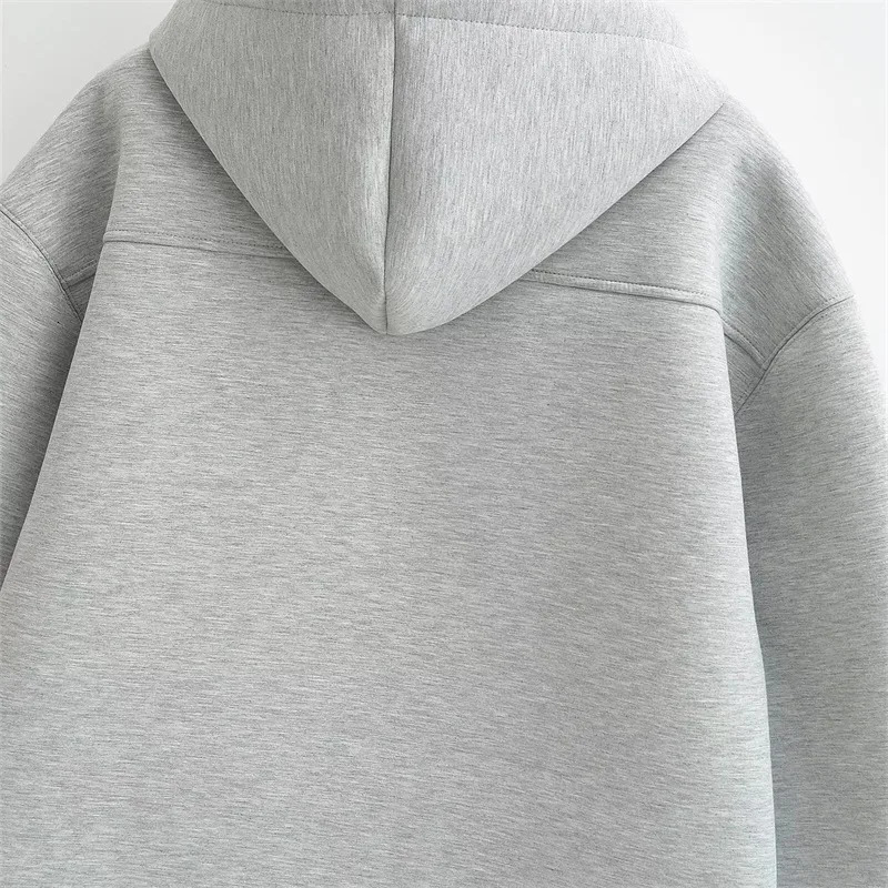 Winter Womens Zipper Hoodie High Street Unisex Double Pocket Oversized Loose Sweater Top 241211