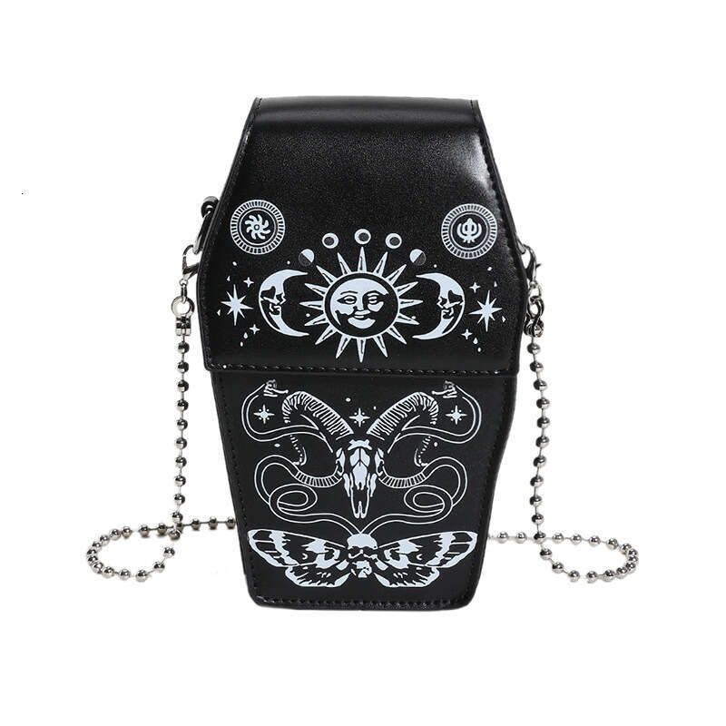 Internet celebrity gothic style bag for women, niche parody, dark themed skeleton small square versatile chain crossbody bag, 2024 new casual fashion 