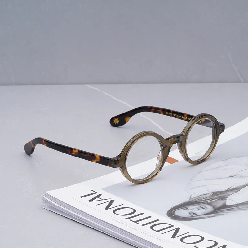 Vintage Acetate Glasses Eyewear Eyeglasses Men Myopia Frame Zolman Round Women Spectacle Frames 241213