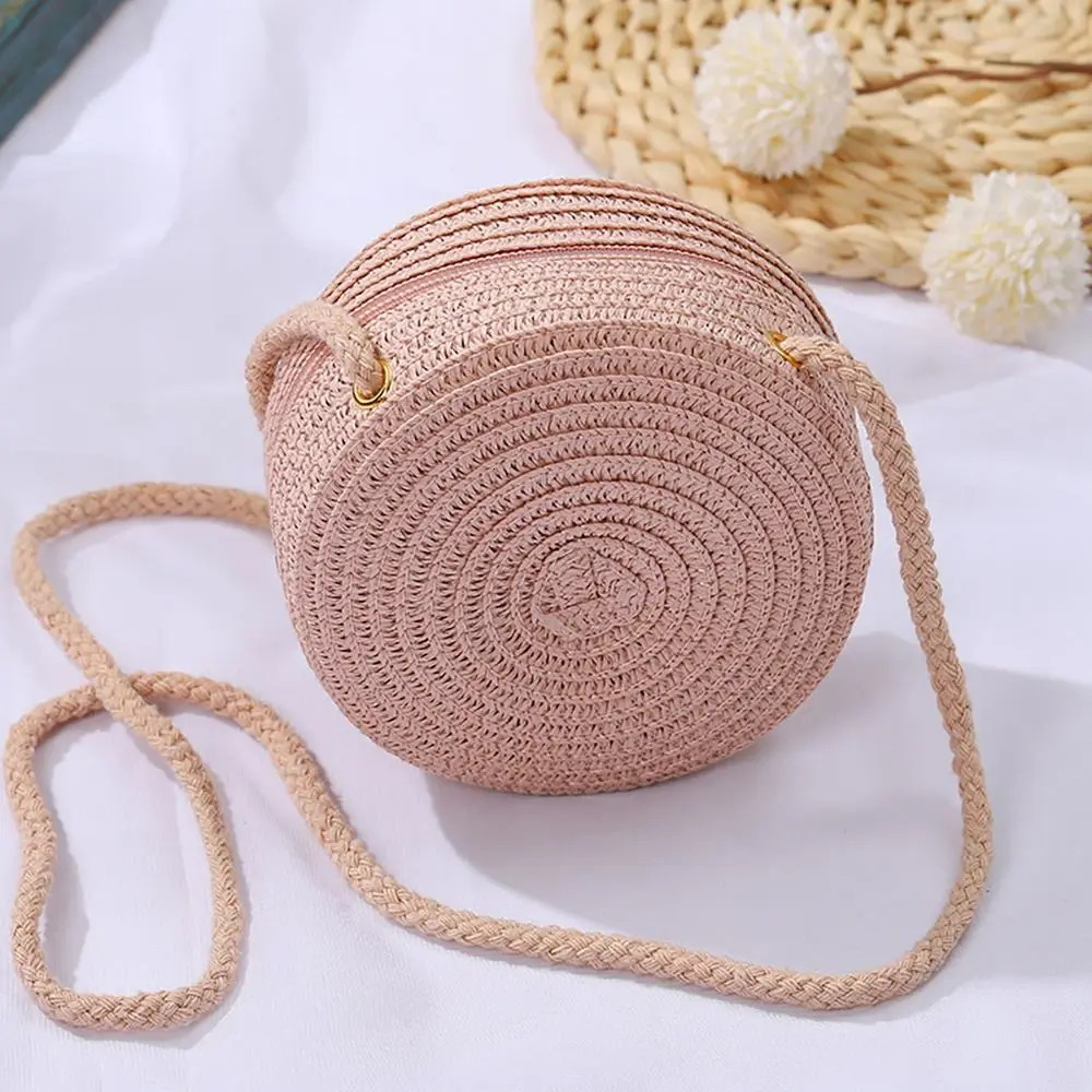 Shell Shape Straw Bag Handmade Handbag Rattan Woven Summer Beach Women Girl Shoulder Bags Children Coin Purse 241203