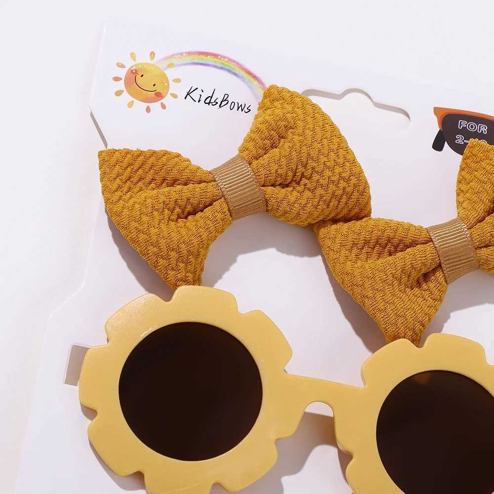 Sunglasses 3 Piece Of Childrens Bow With Hair Clip Sunglasses Set Cute UV Eye Protection Toy Suite H241213