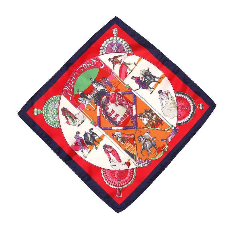 Mens Brand Handkerchief Vintage Printed Pocket Square Soft Silk Hankies Wedding Party Business Hanky Chest Towel Gift 24*24CM W241213