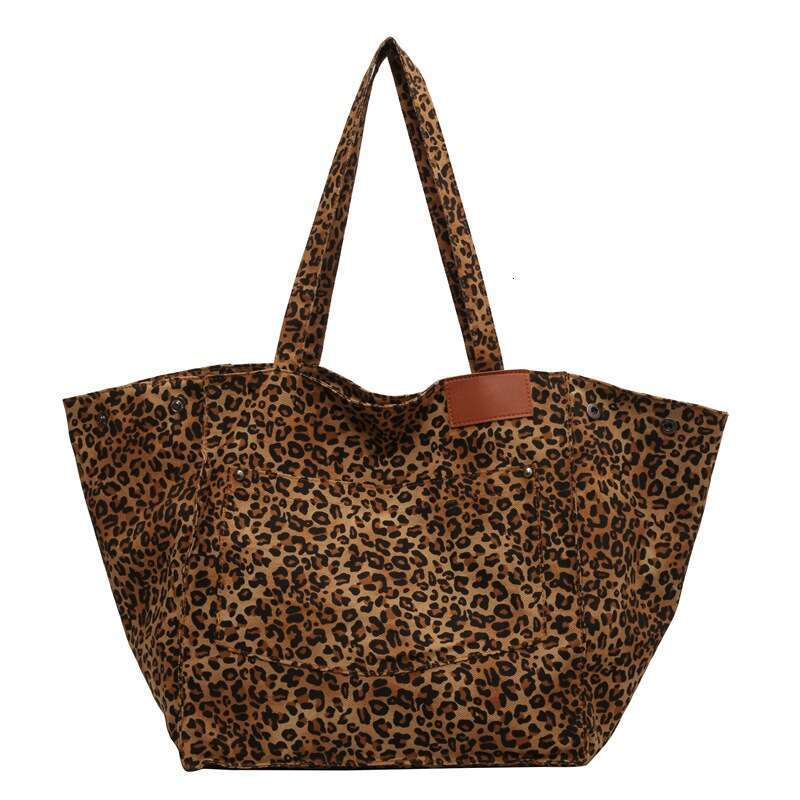 Large Capacity Leopard Print Shoulder Bag For Women, Simple And Personalized Tote Versatile Shopping Travel Bag, Fashionable Quality, Classic