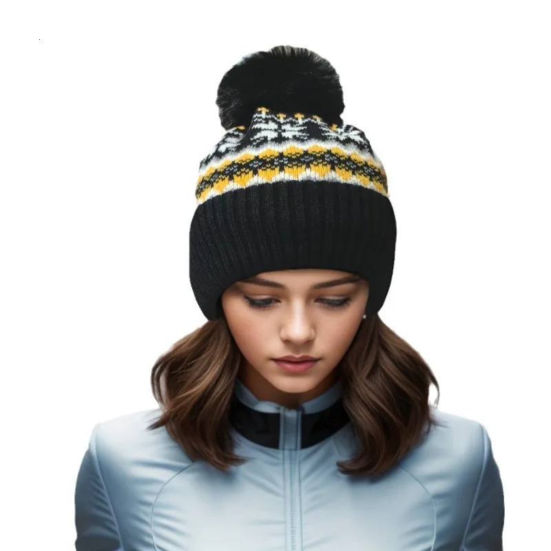 Hair Winter Cashmere Warm Wool Hat Fashion Christmas Snowflake Warm Knitted Hat 241205